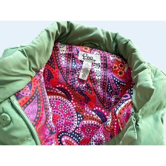 LILLY PULITZER Green Puffer Vest Preppy Outdoor Size Small - Picture 4 of 7